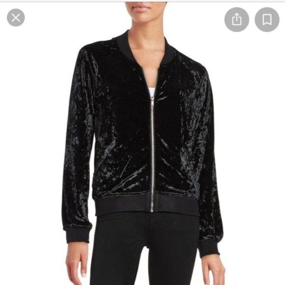 Design Lab Velour Bomber Full Zip Jacket - Picture 1 of 4